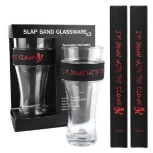 Insane Clown Posse 2 Pack Slap Band Glassware Black With Red Down With The Clown Grphic