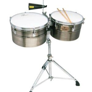 Deep-Shell Brushed Chrome Finish Timbales