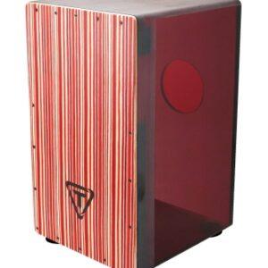 29 Series Cherry Red Acrylic Cajon – Black Makah Burl Front Plate