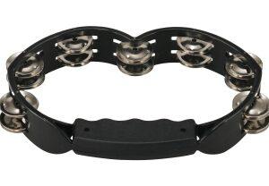 Black Hand Held Plastic Tambourine