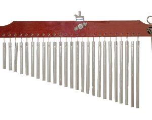 25 Chrome Chimes with Brown Finish Wood Bar