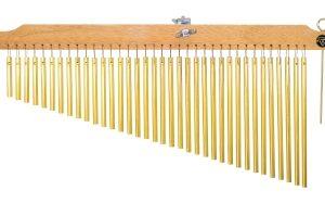 36 Gold Chimes with Natural Finish Wood Bar