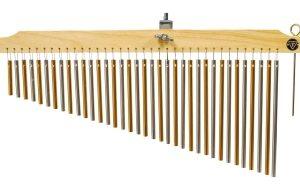 36 Chrome and Gold Chimes with Natural Finish Wood Bar
