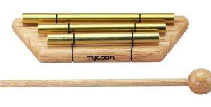 3 Gold Plated Chimes on Siam Oak Bar