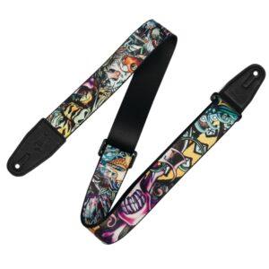 2″ Poly Tattoo Series Guitar Strap with Black Leather Ends