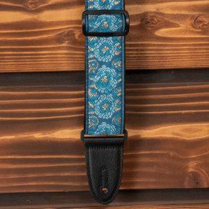2“ Wide Blue Jacquard Guitar Strap.